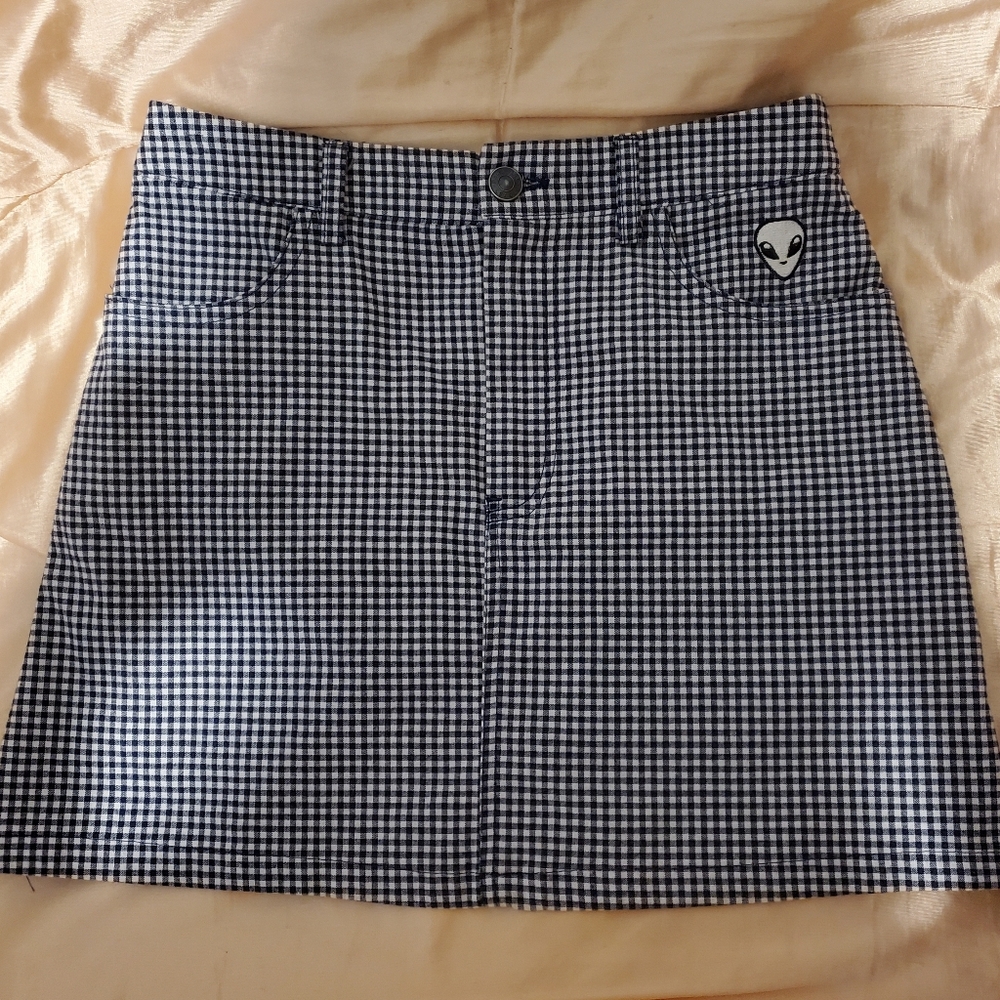 Pull&Bear Blue and White A-Line Mini Skirt
